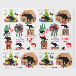 Grappige Poepende Kersthond Santa & Vakantie Humor Cadeaupapier