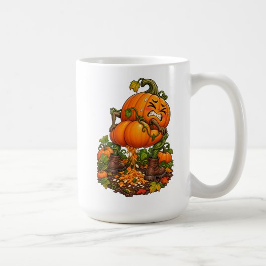 Grappige Poepende Pompoenen Halloween Herfst Koffiemok (Rechts)