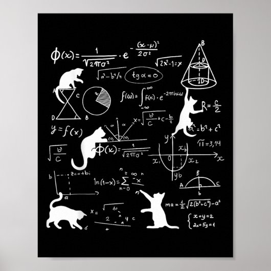 Grappige poes spelen met Wiskunde formules kitten  Poster (Voorkant)