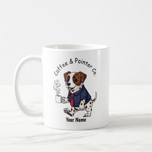 Grappige Pointer Hond Zakelijke Pak Koffie  Koffiemok (Links)