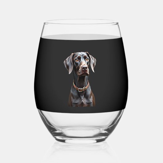 Grappige Pointer T-shirt Pointer Moeder Vader Hond Wijnglas Zonder Voet (Voorkant)