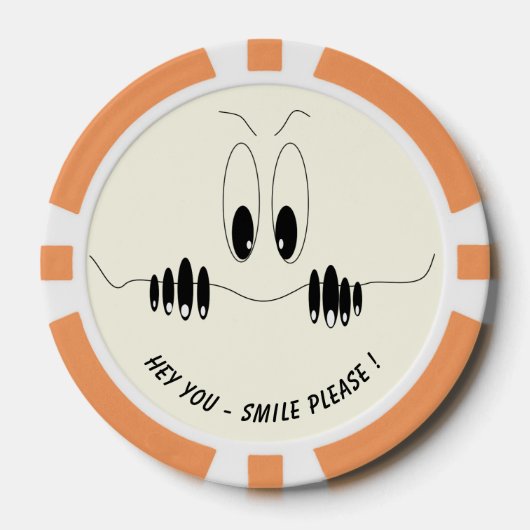 Grappige poker chips met speelse nieuwsgierige oge (Voorkant)