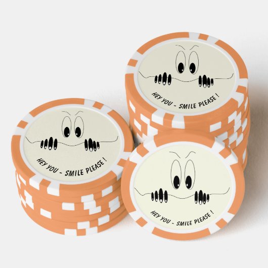 Grappige poker chips met speelse nieuwsgierige oge (Opstapeling)