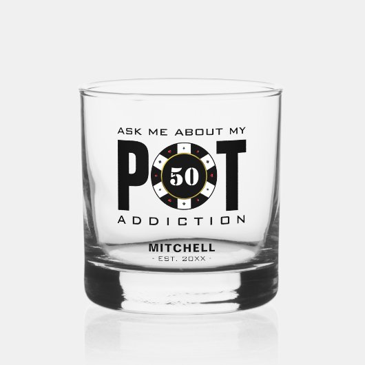 Grappige Poker Humor Pot Verslaving Whisky Glas (Voorkant)