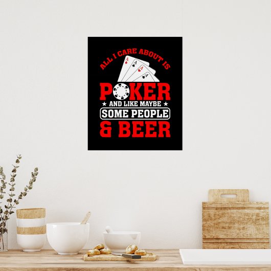 Grappige poker mensen bier woord kunst poster (Keuken)