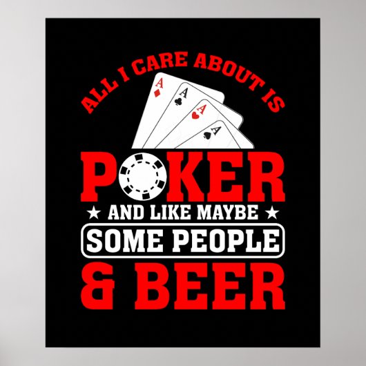 Grappige poker mensen bier woord kunst poster (Voorkant)