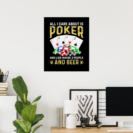 Grappige poker mensen bier woord kunst poster (Thuiskantoor)