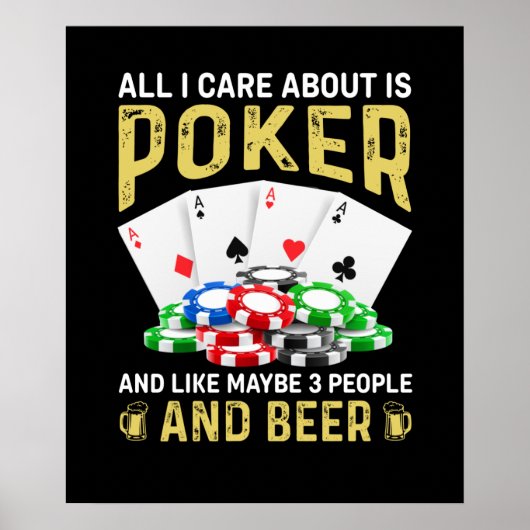 Grappige poker mensen bier woord kunst poster (Voorkant)