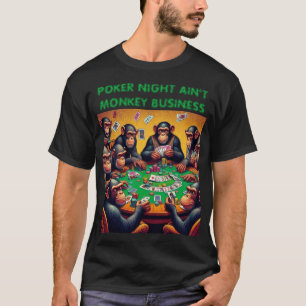 Grappige 'Poker Night' chimpansee T-shirt