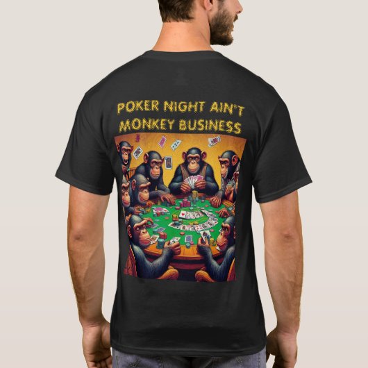 Grappige 'Poker Night' chimpansee T-shirt (Achterkant)