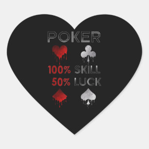 Grappige Poker Poker 100% vaardigheid en 50% gel Hart Sticker