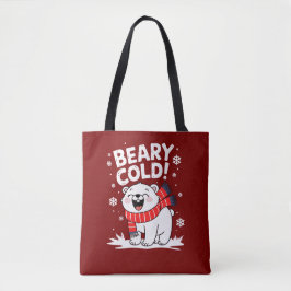 Grappige Polar Beary koude kerst Tote Bag