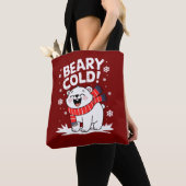 Grappige Polar Beary koude kerst Tote Bag (Dichtbij)