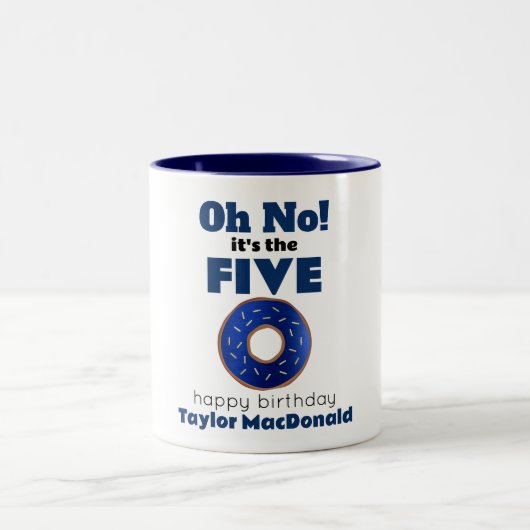 Grappige Politie Donut 50e Verjaardag Tweekleurige Koffiemok (Center)