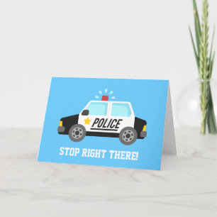 Grappige Politie Patrouillewagen Gelukkige Verjaar Kaart