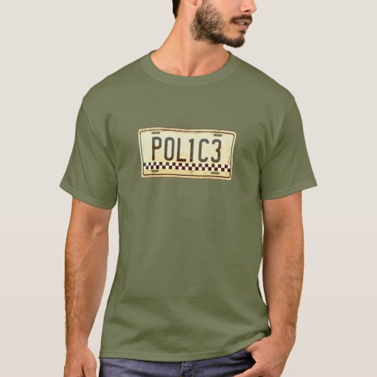 Grappige politieagent auto licentie Bord Graphic T-shirt (Voorkant)