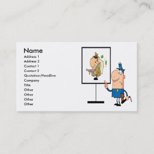 grappige politieagent die de verdachte ganster too visitekaartje