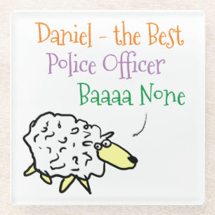 Grappige politieagent schaap beste Baaa Geen Carto Glazen Onderzetter