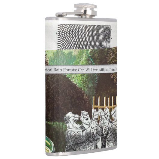 Grappige politieke grap bos klimaatverandering sat heupfles (Rechts)