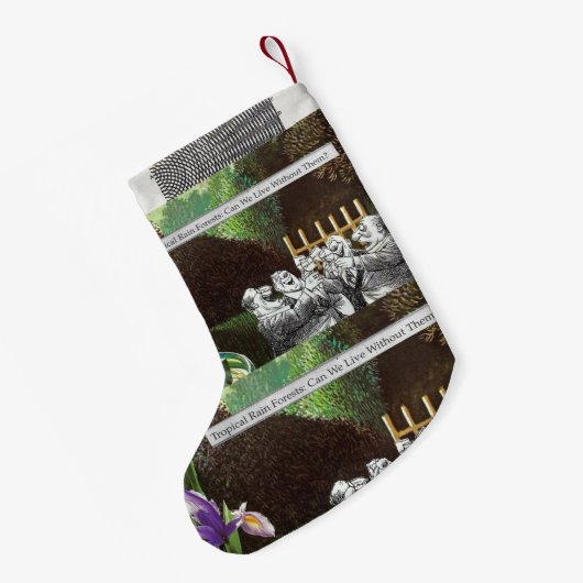 Grappige politieke grap bos klimaatverandering sat kleine kerstsok (Achterkant (Hangend))