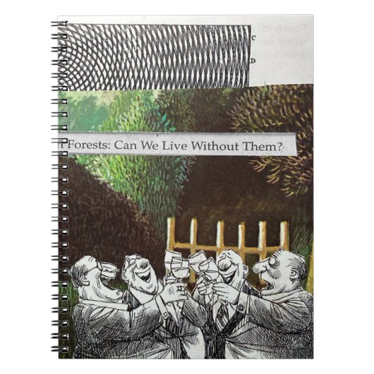 Grappige politieke grap bos klimaatverandering sat notitieboek (Voorkant)