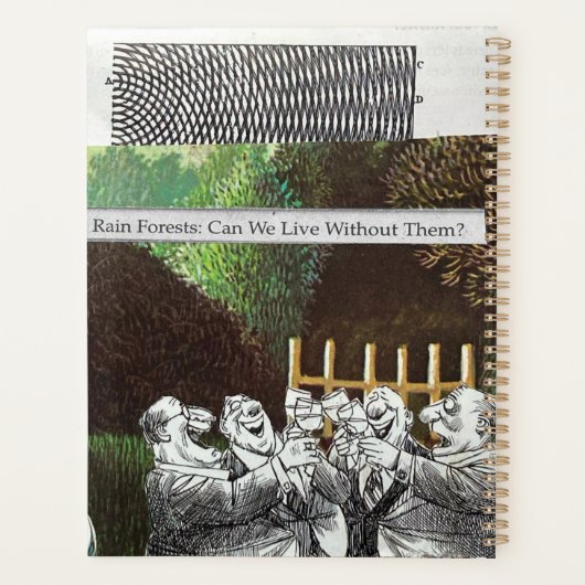 Grappige politieke grap bos klimaatverandering sat planner (Achterkant)