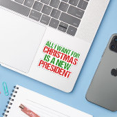 Grappige Politieke Kerst Verkiezing Humor Sticker (Laptop met iPhone)