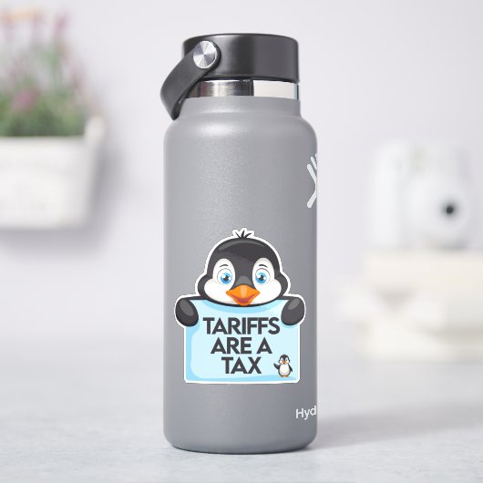 Grappige politieke meme pinguïn tarief sticker (HydroFlask)
