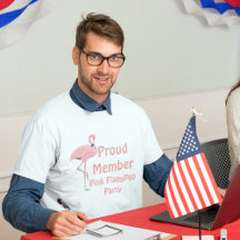 Grappige politieke parodie roze flamingo partij