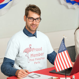 Grappige politieke parodie roze flamingo partij t-shirt