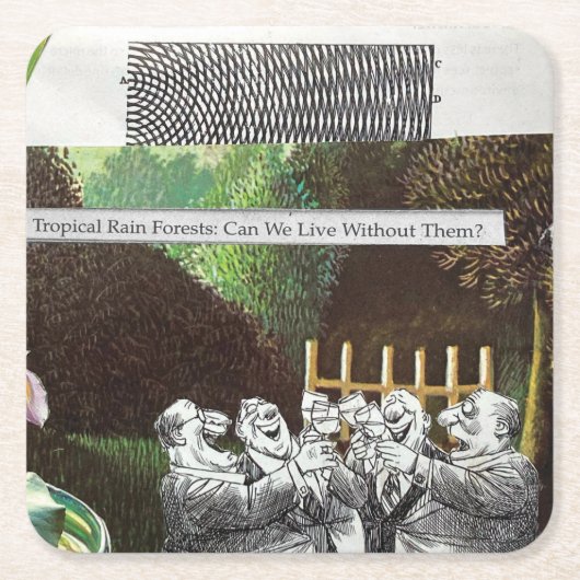 Grappige politieke satire grap bos klimaatverander kartonnen onderzetters (Voorkant)
