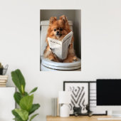 Grappige Pomeranian-badkamerprint, toiletkrant Poster (Thuiskantoor)