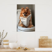 Grappige Pomeranian-badkamerprint, toiletkrant Poster (Keuken)