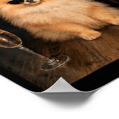 Grappige Pomeranian die Champagne drinkt Meme Poster (Hoek)