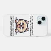 Grappige Pomeranian Hond iPhone 15 Case (Achterkant horizontaal)
