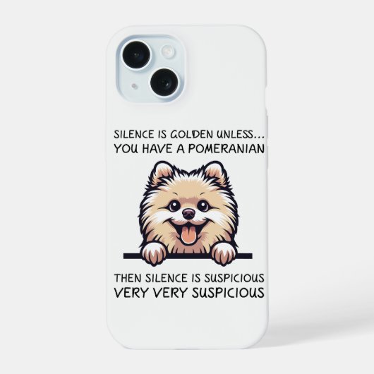 Grappige Pomeranian Hond iPhone 15 Case (Achterkant)