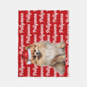 Grappige Pomeranian Hond Naam Patroon Kerstmis Fleece Deken (Voorkant)