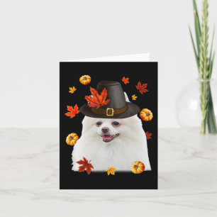 Grappige Pomeranian Hond Pilgrim Hoed Herfst Geluk Kaart