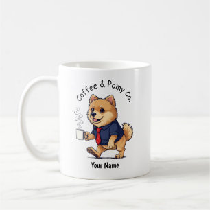 Grappige Pomeranian Hond Zakelijke Pak Koffie  Koffiemok