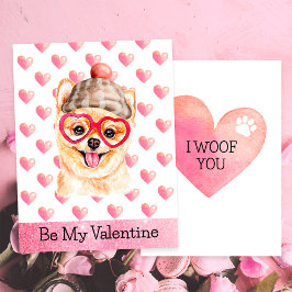 Grappige Pomeranian Ik Woef Jou Hond Valentijnsdag Feestdagenkaart