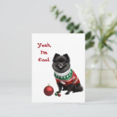 Grappige Pomeranian in Kersttrui Feestdagenkaart (Staand voorkant)