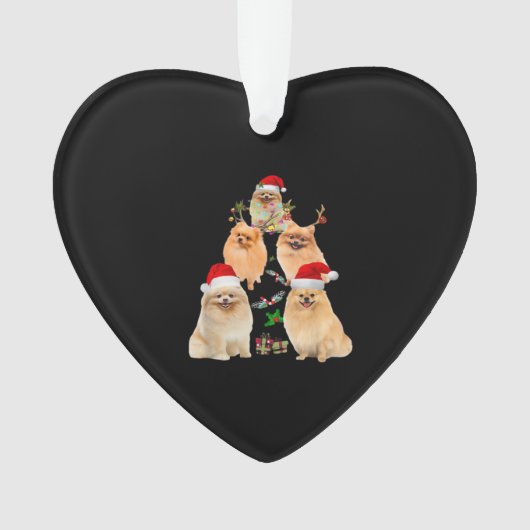 Grappige Pomeranian Kerstboom Decoratie Ornament C (voorkant)