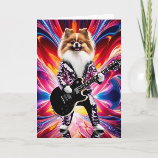 Grappige Pomeranian Rockster Kaart (Voorkant)