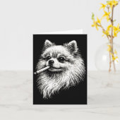 Grappige Pomeranian Roken Meme Hond Kaart (Gele Bloem)