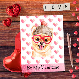 Grappige Pomeranian Wees Mijn Valentijnshond Valen Feestdagenkaart