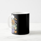 Grappige pompoen chef koken Halloween Cauldron Des Koffiemok (Voorkant links)