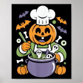 Grappige pompoen chef koken Halloween Cauldron Des Poster (Voorkant)