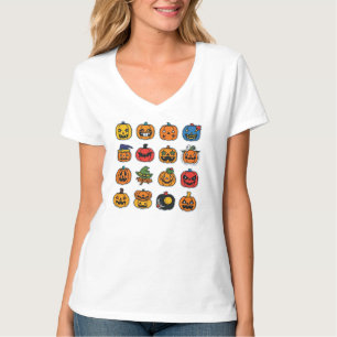 Grappige pompoen gezichten Halloween T-shirt
