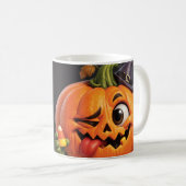 Grappige Pompoen Halloween Koffiemok (Voorkant rechts)