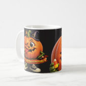 Grappige Pompoen Halloween Koffiemok (Voorkant links)